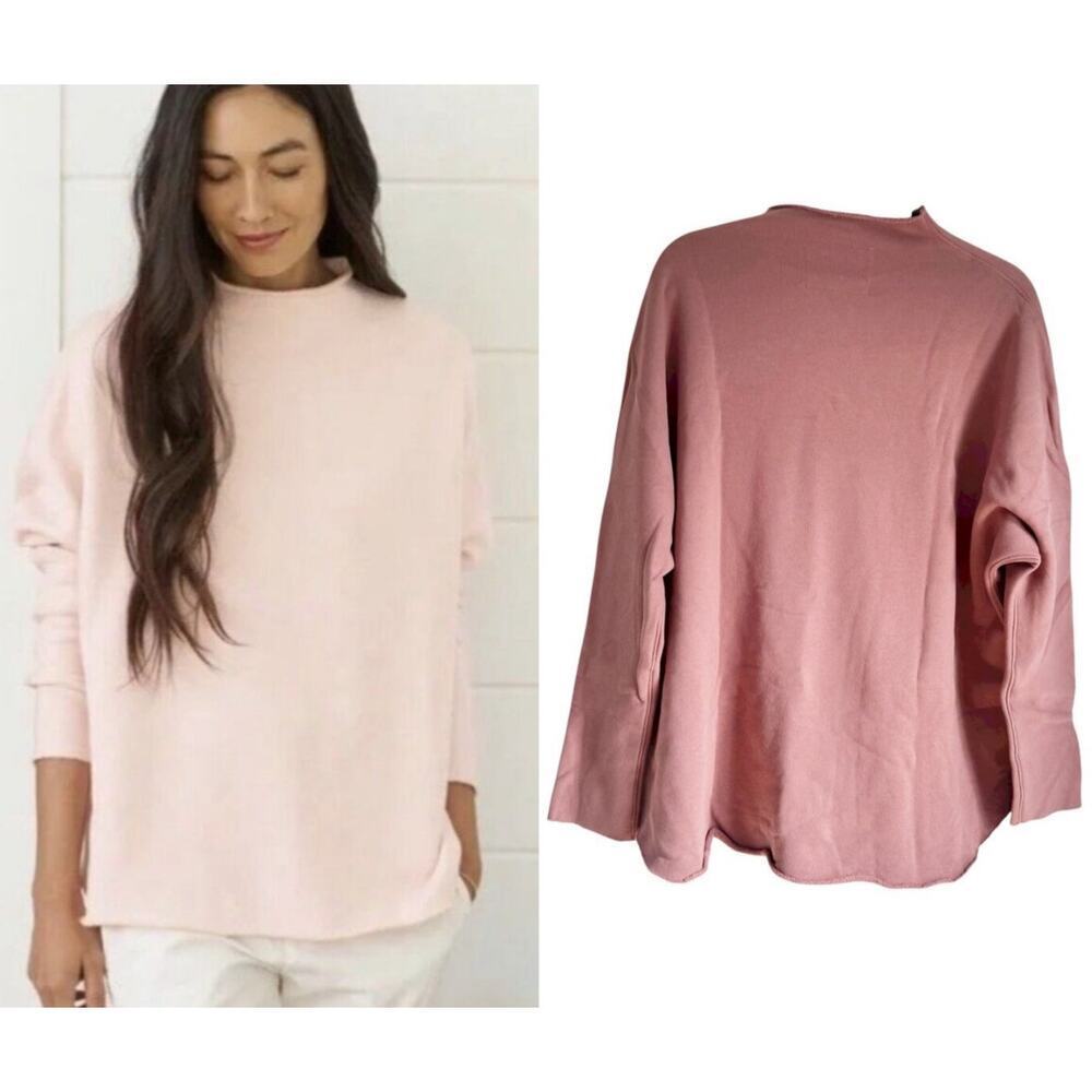 Frank & Elieen Mock Neck Pullover Sweater Long Sleeve Rose Pink Size M NWOT